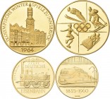 Medaillen alle Welt: Lot 4 Goldmedaillen, dabei: 125 Jahre Deutsche Eisenbahn ”Der Adler” (3,50 g 900/1000), Schäfflertanz 1517 (3,50 g 900/1000), Oly...