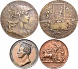 Medaillen alle Welt: Frankreich: Lot 5 Medaillen (Kupfer / Messing), dabei: Louis Philippe, 37,8g, 41,7mm, von Gayrard und Caque, Au Conservateur de l...