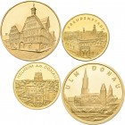 Medaillen Deutschland - Geographisch: Lot 4 Goldmedaillen mit Stadtmotiven, dabei: Freudenstadt (3,95 g 986/1000), Kehlheim a.d. Donau (4,06 g 986/100...