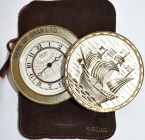 Uhren: Ein Reisewecker / Uhr der Firma Seiko Quartz Japan mit Eindruck Bank of Oman Ltd. Der Wecker hat eine Abdeckung mit Motiv Schiff.
 [zzgl. 19 %...