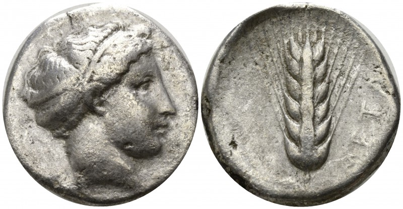 Lucania. Metapontion circa 420-410 BC.
Nomos AR

22mm., 7,48g.

Head of Dem...