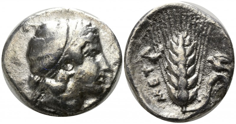 Lucania. Metapontion circa 330-290 BC.
Nomos AR

21mm., 7,28g.

Head of Dem...