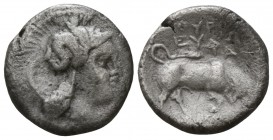Lucania. Thourioi circa 400-300 BC. Diobol AR