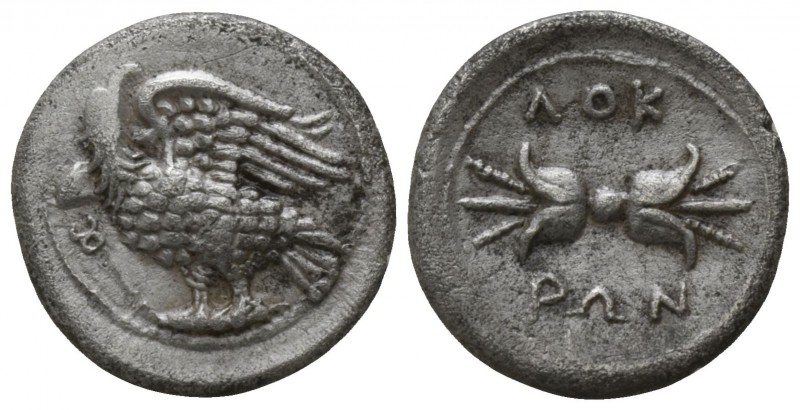 Bruttium. Lokroi Epizephyrioi 350-300 BC.
Diobol AR

12mm., 1,06g.

Eagle s...