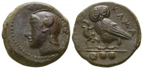 Sicily. Kamarina circa 420-410 BC. Tetras AE