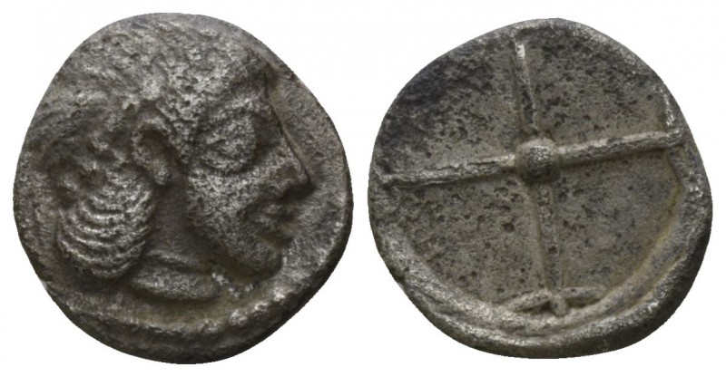Sicily. Syracuse. Hieron I. 478-466 BC.
Litra AR

8mm., 0,56g.

Diademed he...