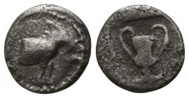 Macedon. Mende circa 460-423 BC. Trihemitetartemorion AR