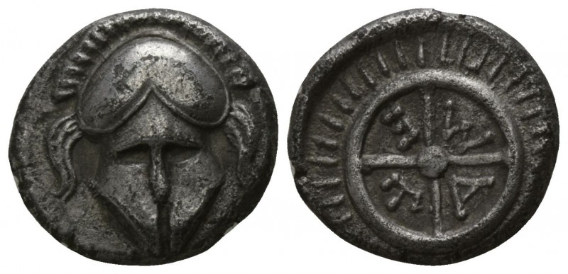 Thrace. Mesembria circa 400-300 BC.
Diobol AR

10mm., 1,20g.

Facing Corint...