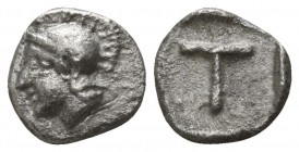 Arkadia. Tegea circa 423-400 BC. Tetartemorion AR