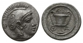 Lesbos. Methymna  circa 450-379 BC. Obol AR