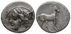 Zeugitania. Carthage. Second Punic War 220-205 BC. Quarter-Shekel AR