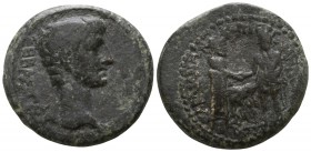 Lydia. Sardeis . Augustus 27 BC-14 AD. Alliance with Pergamum. Mousaios, magistrate.. Bronze Æ