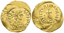 Maurice Tiberius.  AD 582-602. Constantinople. Tremissis AV