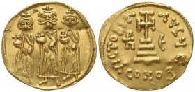 Heraclius, with Heraclius Constantine and Heraclonas.  AD 610-641. Constantinople. Solidus AV