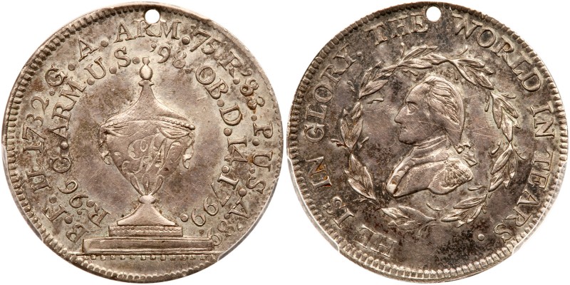 (1800) Washington Funeral Urn Medal in Silver Baker-166a, GW-70 Rarity-6 PCGS gr...