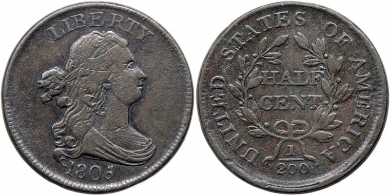 1805 C-1 R2- Small 5 without Stems VG10. Chatter Strike Obverse. Sharpness VF20 ...