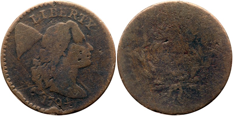 1794 S-50 R5 Fair-2+. The obverse is a bit better, the reverse weaker (which is ...