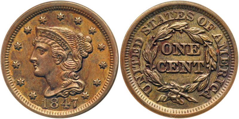 1847 N-39 R3 ANACS graded AU55. Frosty golden tan and light olive. The eye appea...