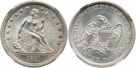 1861 Liberty Seated Quarter Dollar. NGC MS63