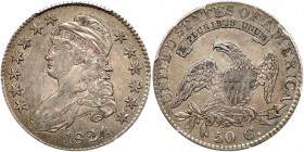 1824 Capped Bust Half Dollar. 1824 over date. PCGS VF35
