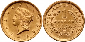 1854 $1 Gold Liberty. PCGS AU58