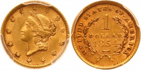 1854 $1 Gold Liberty. PCGS AU58