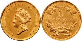 1854 $1 Gold Indian. PCGS AU55