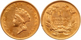 1854 $1 Gold Indian. PCGS AU53