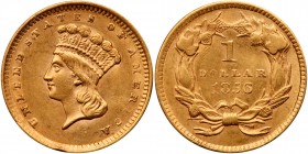 1856 $1 Gold Indian. Slanting 5. PCGS AU55