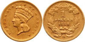 1858-S $1 Gold Indian. PCGS VF35