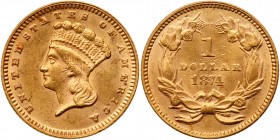 1874 $1 Gold Indian