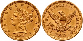 1856 $2.50 Liberty. PCGS AU58