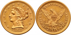 1868 $2.50 Liberty. PCGS AU58