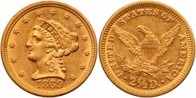 1869 $2.50 Liberty. PCGS AU58