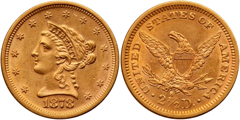 1878-S. PCGS graded AU-58. PQ. Lovely golden toning and under graded. Should be ...