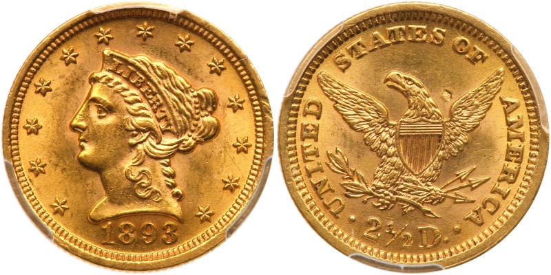 1893. PCGS graded MS-63. A hint of light tone. Tiny reverse marks (PCGS # 7845) ...