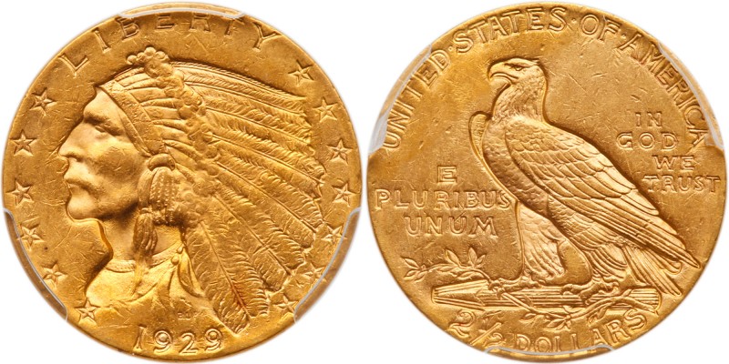 1929. PCGS graded MS-61. CAC. PQ. Nice light golden toning. Looks undergraded (P...
