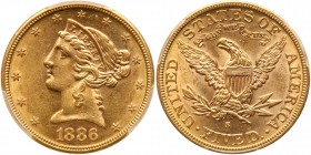 1886-S $5 Liberty. PCGS MS62