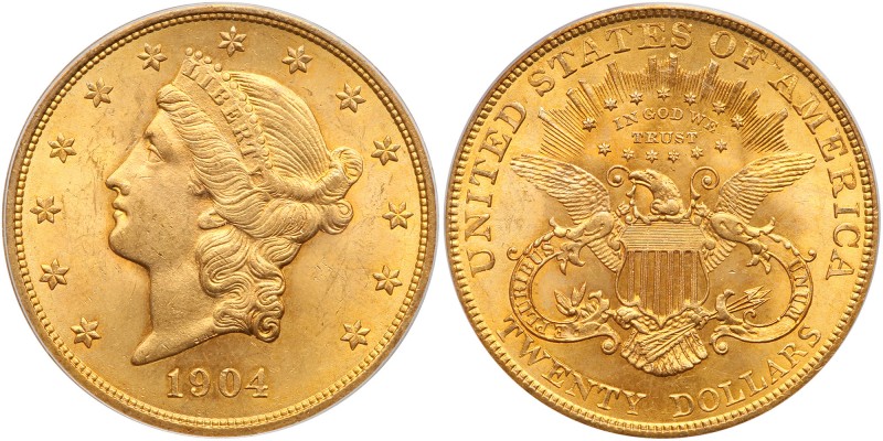 1904. PCGS graded MS-63. Lovely golden toning (PCGS # 9045) Estimated Value $2,1...