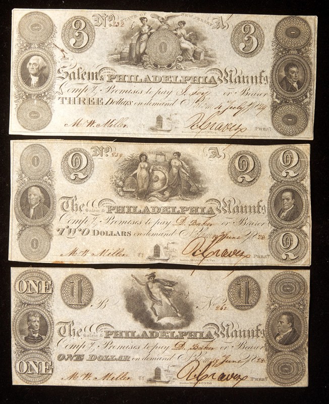 Salem, New Jersey. Salem & Philadelphia Manufacturing Co. Complete Set of Three ...