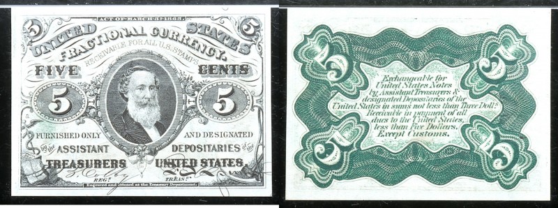 1864, 5&cent; Fractional Currency. Third Issue, green reverse, obverse with "a"....