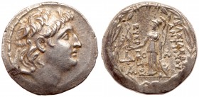 Seleukid Kingdom. Antiochos VII Euergetes. Silver Tetradrachm (16.46 g), 138-129 BC. VF