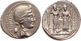 Cn. Egnatius Maxsumus. Silver Denarius (3.85 g), 76 BC