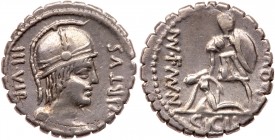 Mn. Aquillius. Silver Denarius (3.83 g), 65 BC
