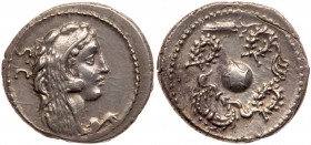 Faustus Cornelius Sulla. Silver Denarius (3.93 g), 56 BC