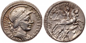 P. Fonteius P. f. Capito. Silver Denarius (3.92 g), 55 BC