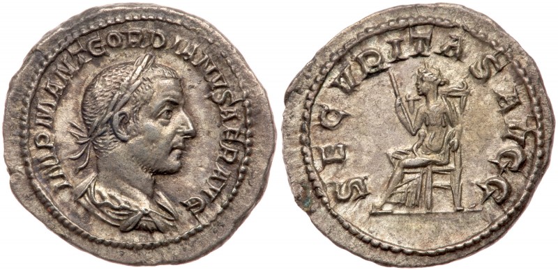 Gordian I Africanus. Silver Denarius (2.91 g), AD 238. Rome. IMP M ANT GORDIANVS...