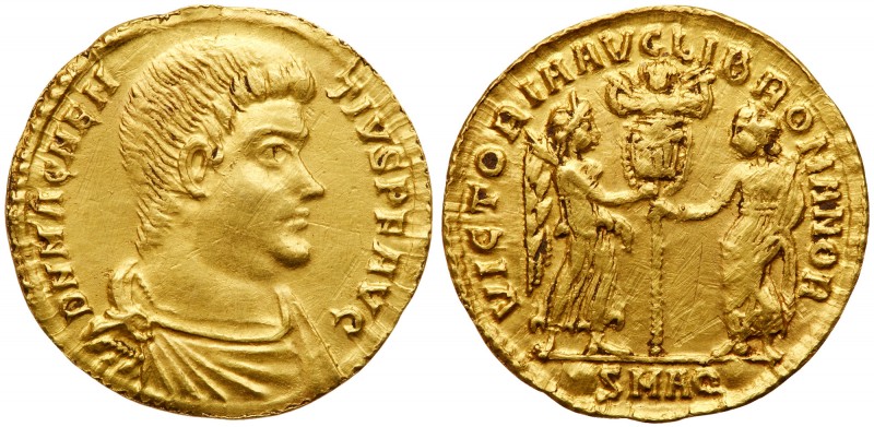 Magnentius. Gold Solidus (4.26 g), AD 350-353. Aquileia, AD 351/2. D N MAGNEN-TI...