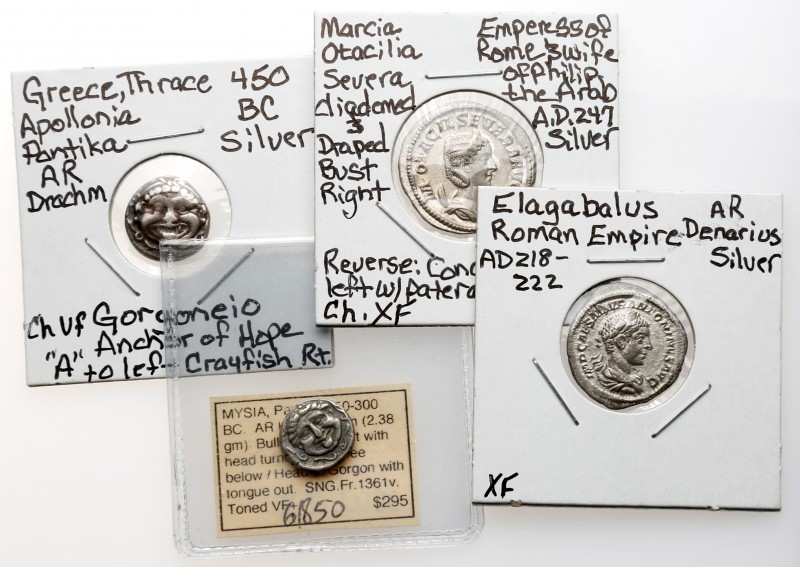 4-piece lot of Silver Ancients. Consists of the following: GREEK COINS - Thrace ...