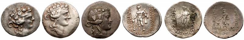 A trio of Thrace, Maroneia, ca. 189-145 BC. Silver Tetradrachms. Ivy-wreathed he...